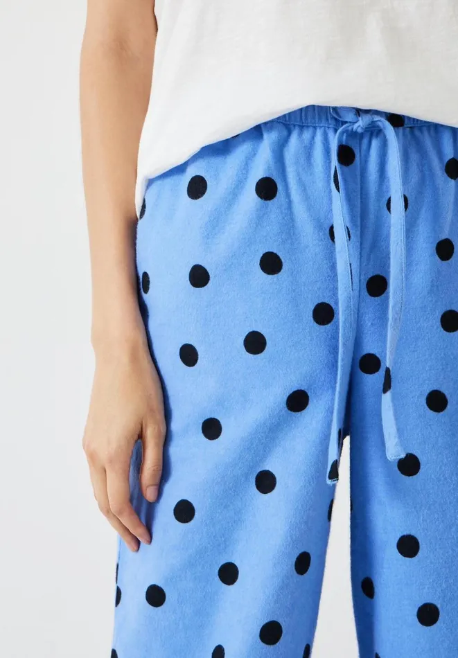 Hush Pyjamas and Nightwear Women Sadie Cotton Flannel Pyjama Trousers Random Polka Dot Blue