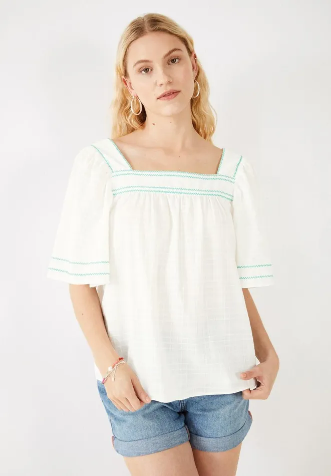 Hush Shirts and Blouses Women Abbie Embroidered Top Ecru