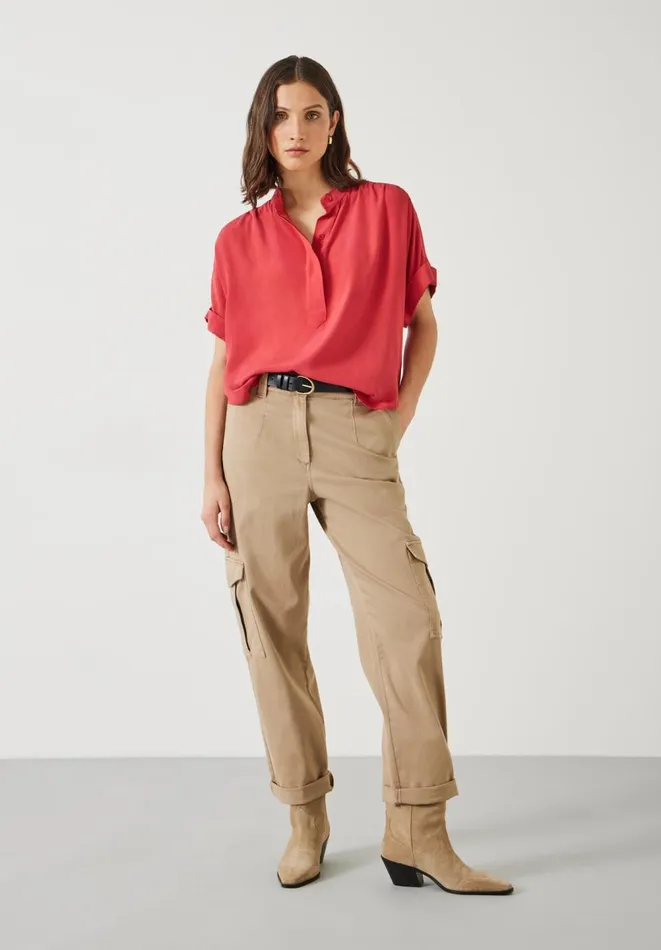 Hush Shirts and Blouses Women Anika Oversized Short Sleeve Blouse Dark Red Hush Shirts and Blouses Women Anika Oversized Short Sleeve Blouse Dark Red