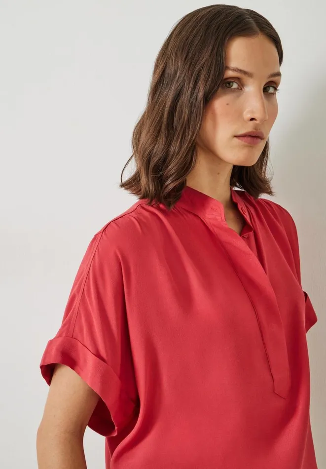 Hush Shirts and Blouses Women Anika Oversized Short Sleeve Blouse Dark Red Hush Shirts and Blouses Women Anika Oversized Short Sleeve Blouse Dark Red