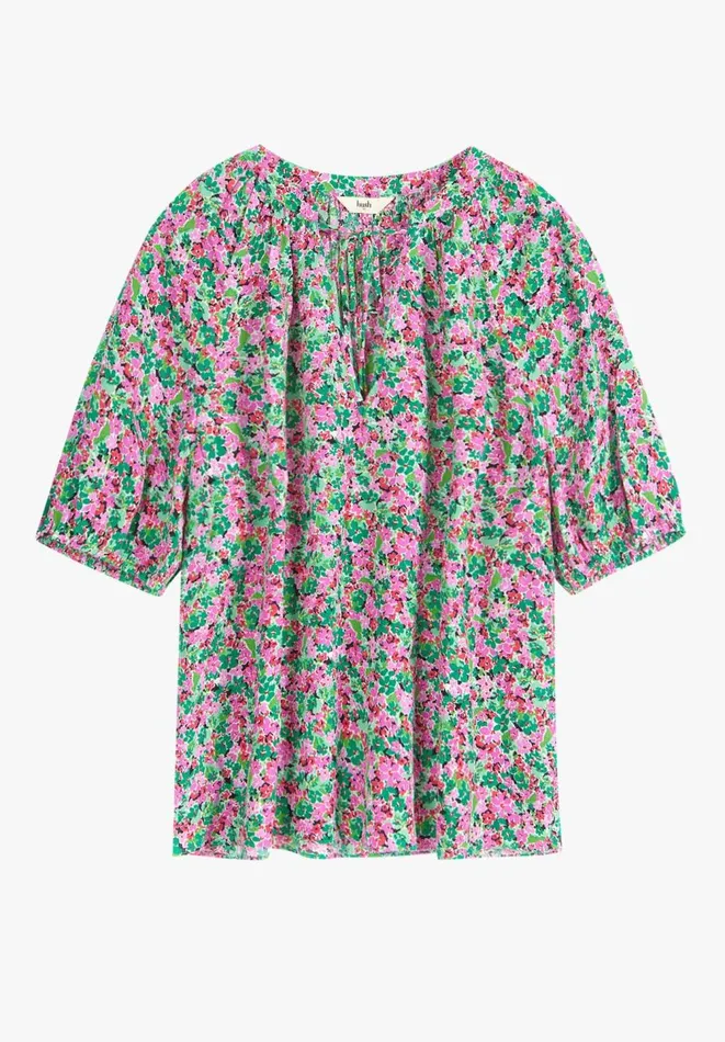 Hush Shirts and Blouses Women Kari V Neck Blouse Watercolour Floral Pinkgreen