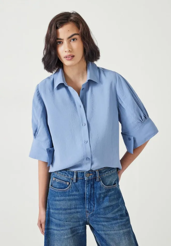 Hush Shirts and Blouses Women Laila Short Sleeve Shirt Blue