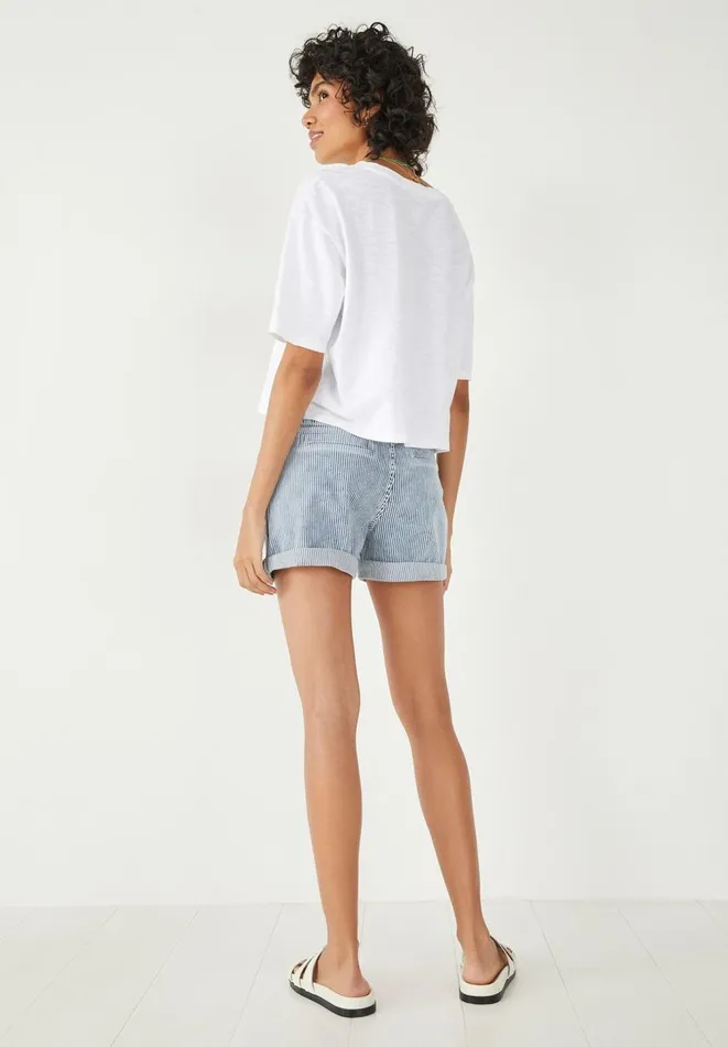 Hush Shorts Women Lila Striped Denim Shorts Light Blue