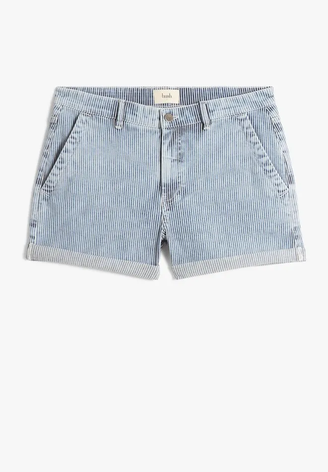 Hush Shorts Women Lila Striped Denim Shorts Light Blue