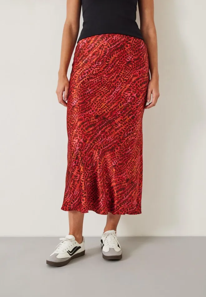 Hush Skirts Women Simone Slinky Midi Skirt Watercolour Animal Red