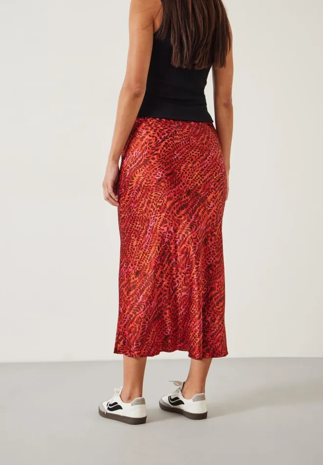 Hush Skirts Women Simone Slinky Midi Skirt Watercolour Animal Red