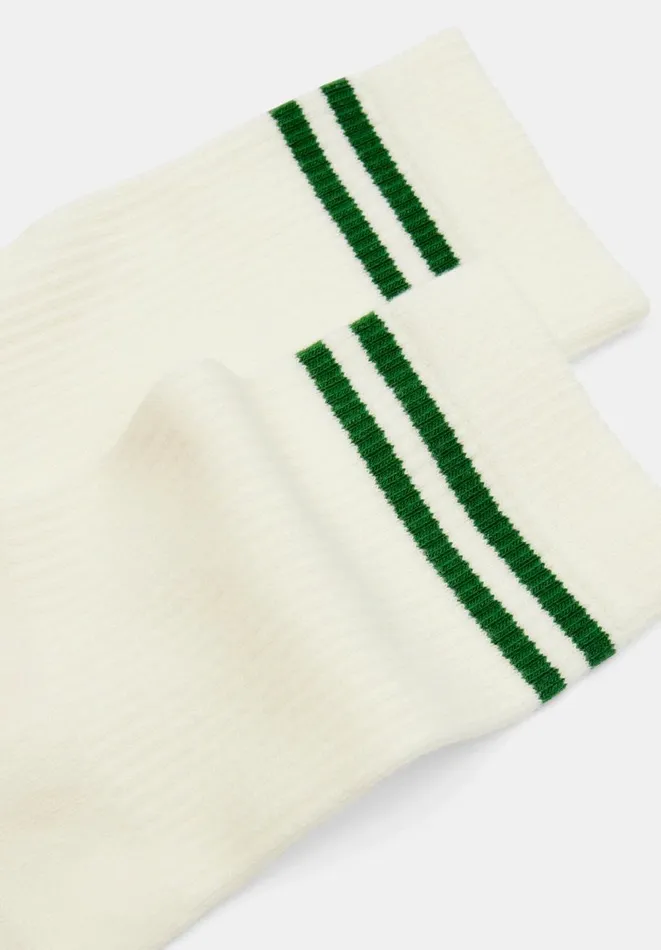 Hush Socks and Tights Women Nell Stripe Sports Sock Off Whitegreen Stripe