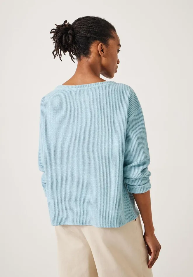 Hush Sweatshirts and Hoodies Women Faye Textured Waffle Top Dusty Blue Hush Sweatshirts and Hoodies Women Faye Textured Waffle Top Dusty Blue