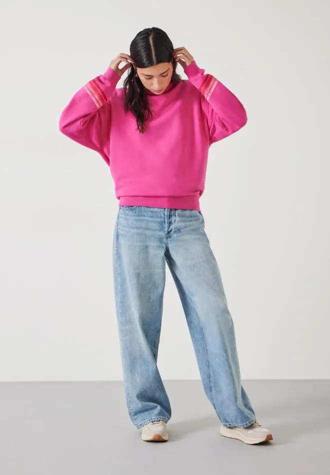 Hush Sweatshirts and Hoodies Women Kaelynn Cotton Contrast Stripe Sweatshirt Vibrant Pink Hush Sweatshirts and Hoodies Women Kaelynn Cotton Contrast Stripe Sweatshirt Vibrant Pink