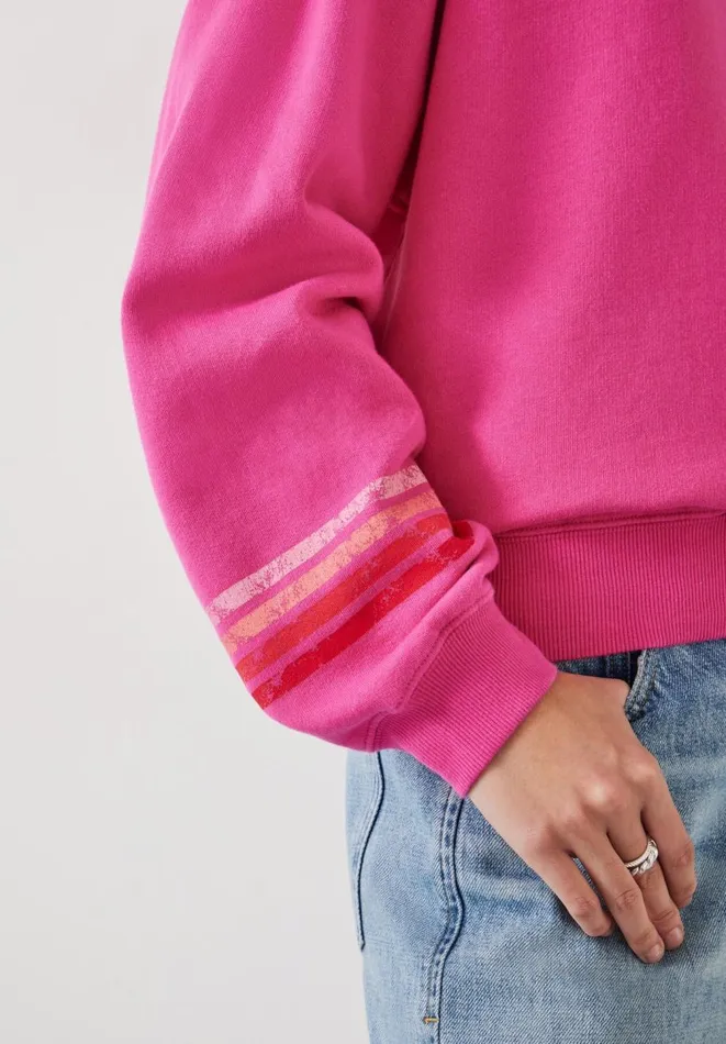 Hush Sweatshirts and Hoodies Women Kaelynn Cotton Contrast Stripe Sweatshirt Vibrant Pink Hush Sweatshirts and Hoodies Women Kaelynn Cotton Contrast Stripe Sweatshirt Vibrant Pink