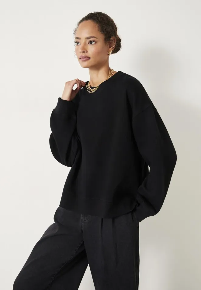 Hush Sweatshirts and Hoodies Women Rozanne Cotton Boxy Sweatshirt Black