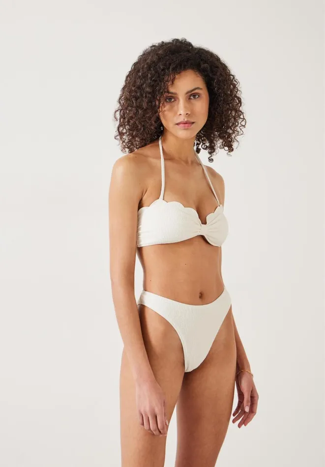 Hush Swimwear and Beachwear Women Heidi High Leg Crinkle Bikini Bottoms Off White