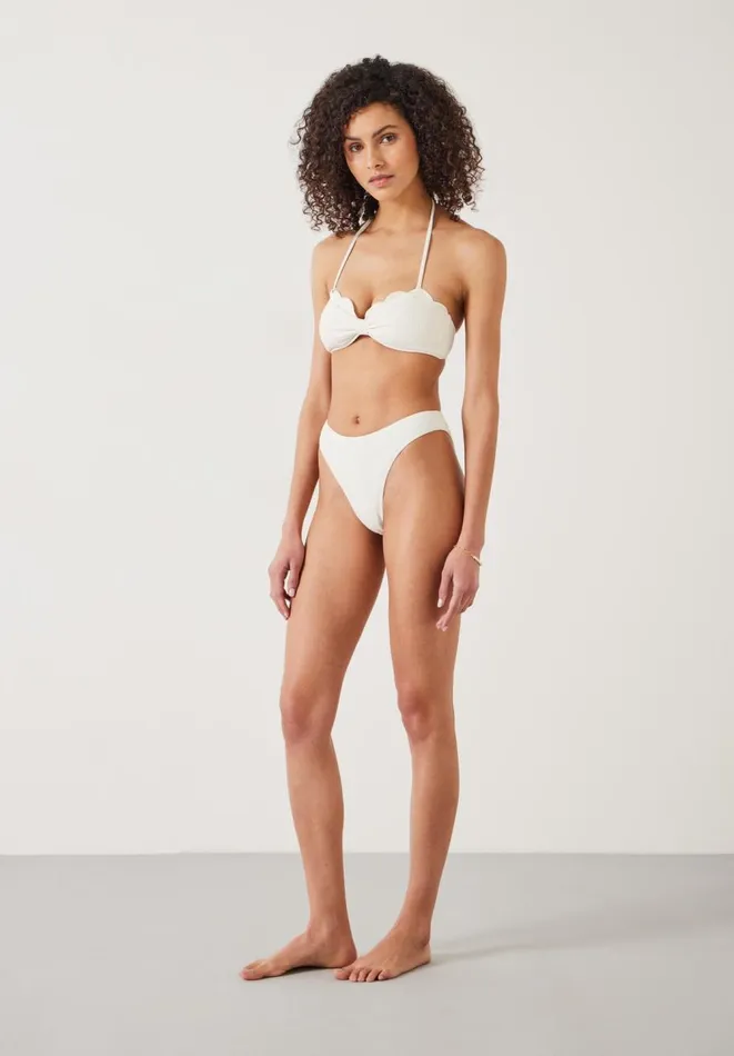 Hush Swimwear and Beachwear Women Heidi High Leg Crinkle Bikini Bottoms Off White