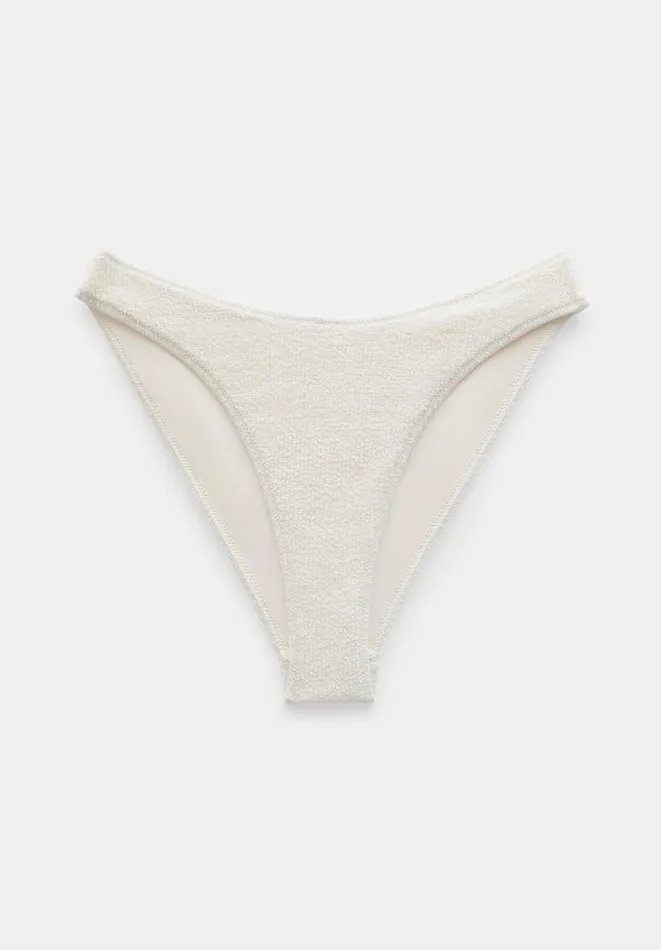 Hush Swimwear and Beachwear Women Heidi High Leg Crinkle Bikini Bottoms Off White