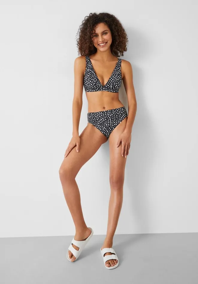 Hush Swimwear and Beachwear Women Holly Wide Strap Bikini Top Multi Star Blackwhite