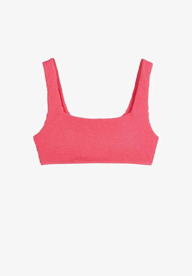 Hush Swimwear and Beachwear Women Textured Cropped Bikini Top Pink