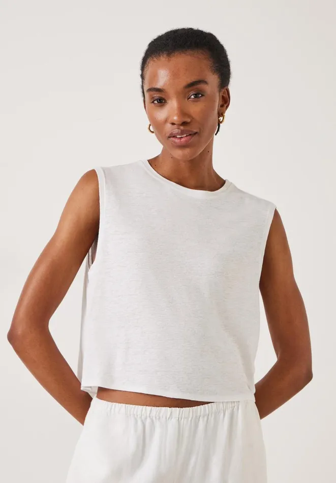 Hush Tops and Tshirts Women Aliza Slub Vest White