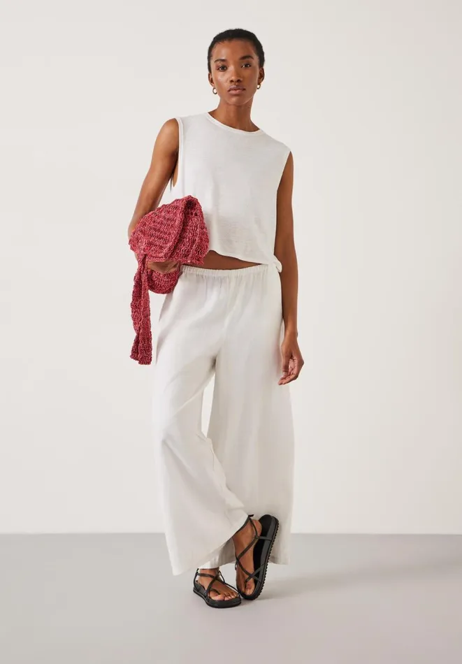 Hush Tops and Tshirts Women Aliza Slub Vest White Hush Tops and Tshirts Women Aliza Slub Vest White