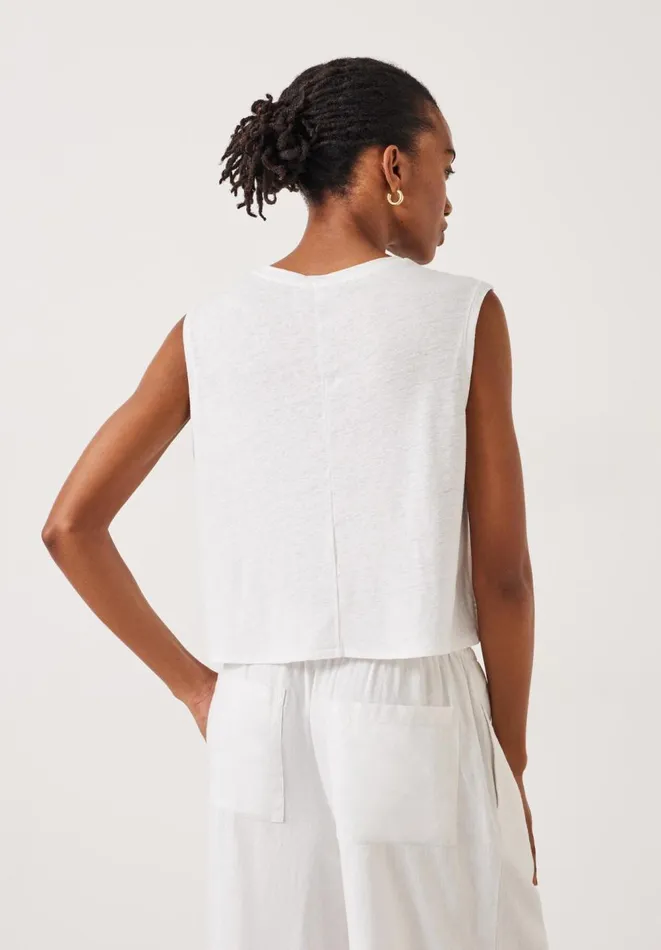 Hush Tops and Tshirts Women Aliza Slub Vest White Hush Tops and Tshirts Women Aliza Slub Vest White