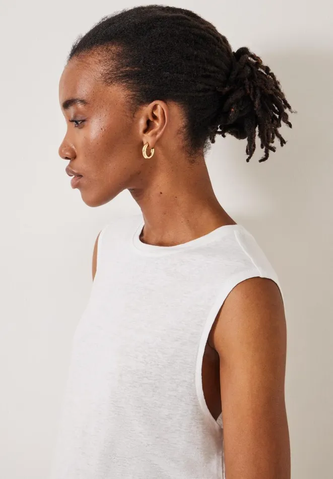 Hush Tops and Tshirts Women Aliza Slub Vest White Hush Tops and Tshirts Women Aliza Slub Vest White