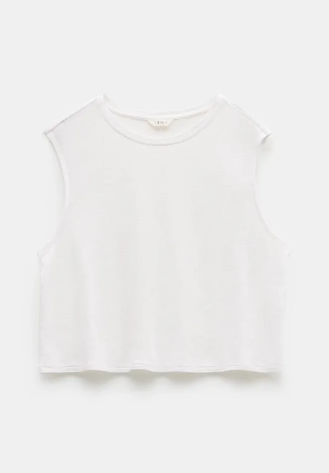 Hush Tops and Tshirts Women Aliza Slub Vest White Hush Tops and Tshirts Women Aliza Slub Vest White