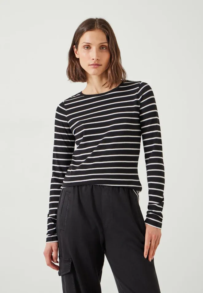 Hush Tops and Tshirts Women Anna Stripe Slim Fit Top Black