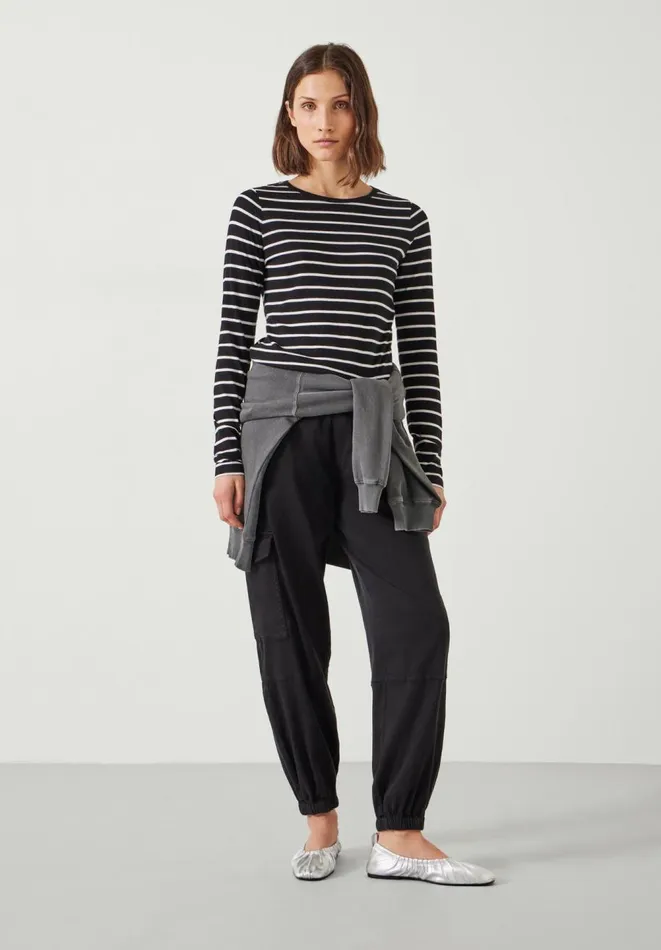 Hush Tops and Tshirts Women Anna Stripe Slim Fit Top Black