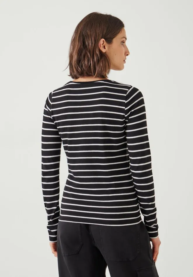 Hush Tops and Tshirts Women Anna Stripe Slim Fit Top Black