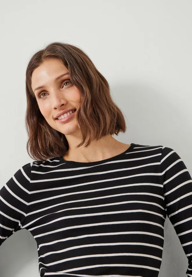 Hush Tops and Tshirts Women Anna Stripe Slim Fit Top Black