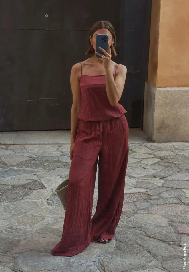 Hush Tops and Tshirts Women Ari Long Crinkle Cami Rust Hush Tops and Tshirts Women Ari Long Crinkle Cami Rust
