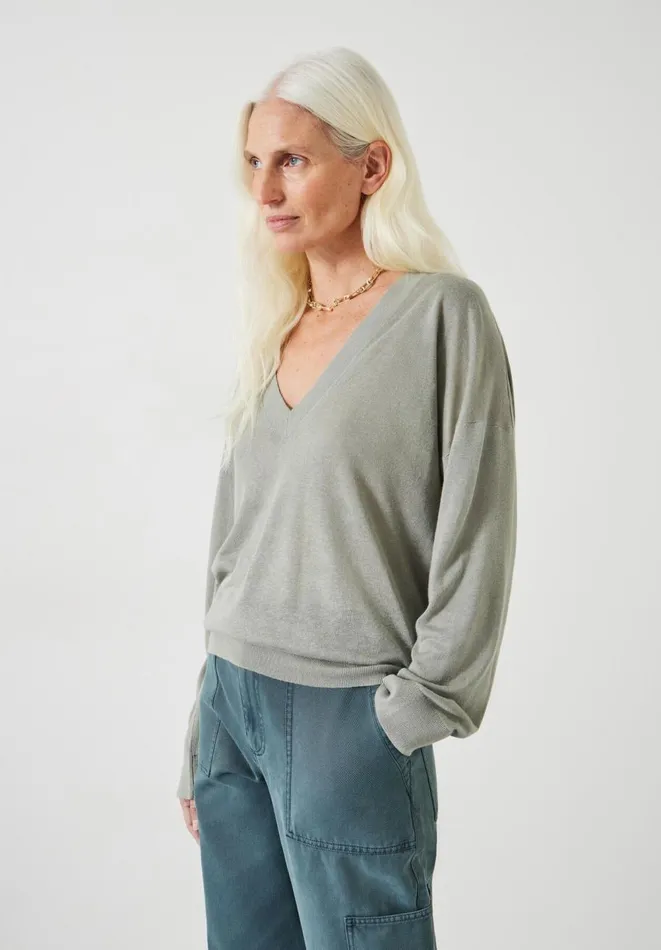 Hush Tops and Tshirts Women Aston Linen Blend Knitted Jumper Sage