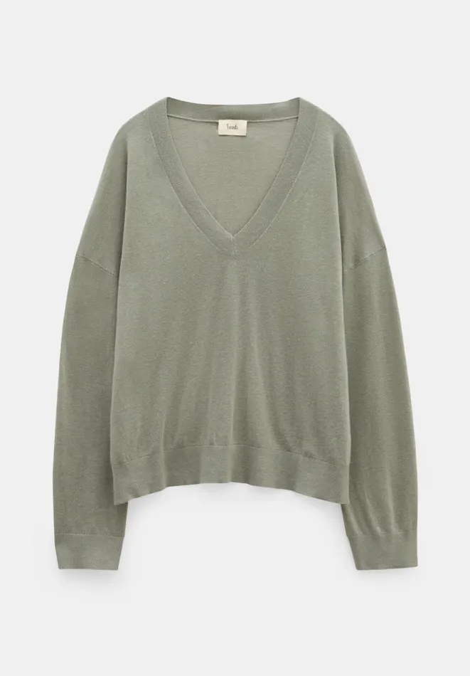 Hush Tops and Tshirts Women Aston Linen Blend Knitted Jumper Sage