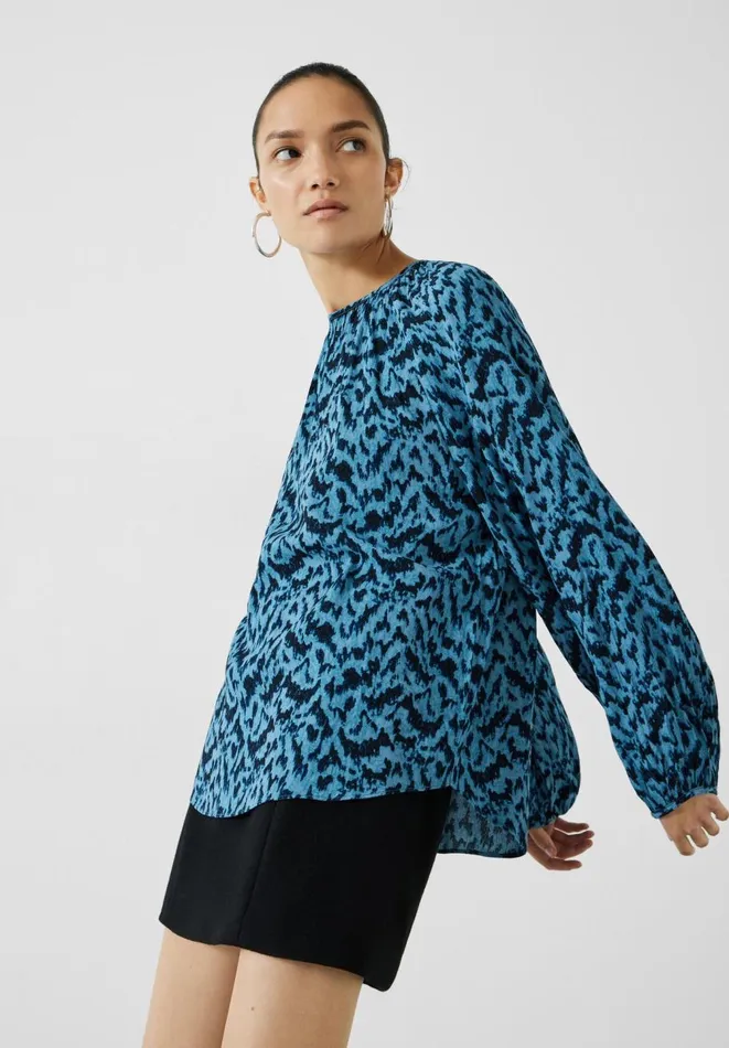 Hush Tops and Tshirts Women Astrid Tie Back Top Mono Texture Blue