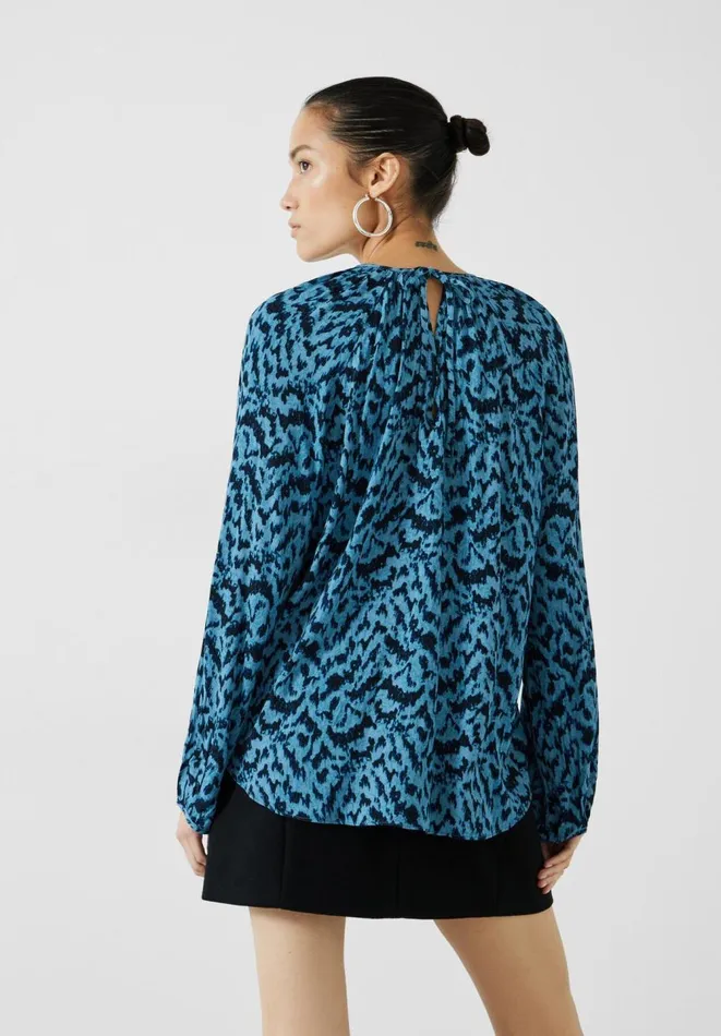 Hush Tops and Tshirts Women Astrid Tie Back Top Mono Texture Blue Hush Tops and Tshirts Women Astrid Tie Back Top Mono Texture Blue
