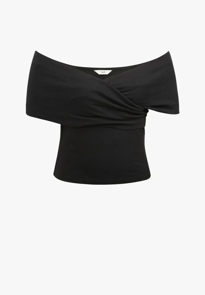 Hush Tops and Tshirts Women Asymmetrical Bardot Top Black