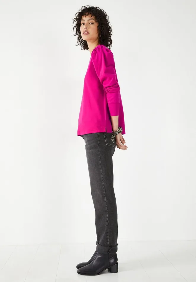 Hush Tops and Tshirts Women Bella Puff Sleeve Jersey Top Hot Pink Hush Tops and Tshirts Women Bella Puff Sleeve Jersey Top Hot Pink