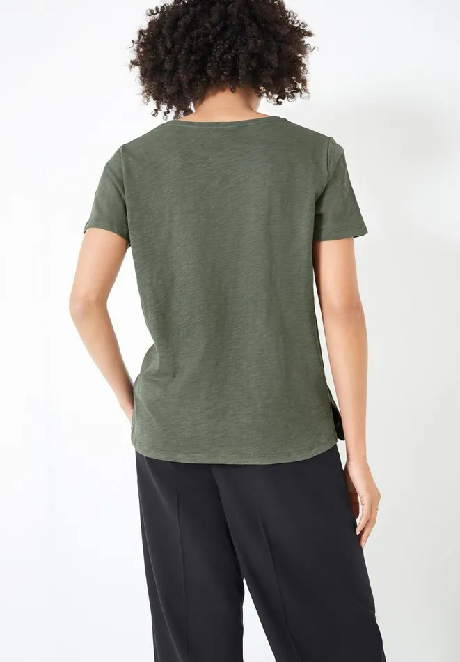 Hush Tops and Tshirts Women Cali Cotton Slub V Tee Khaki Hush Tops and Tshirts Women Cali Cotton Slub V Tee Khaki