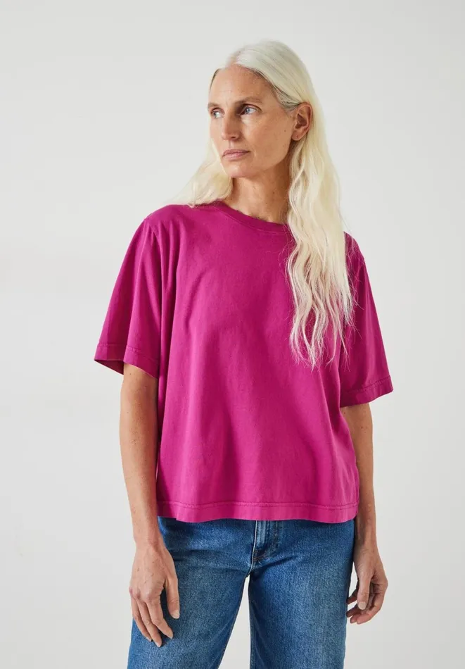 Hush Tops and Tshirts Women Cathy Cotton Crew Neck TShirt Poppy Pink