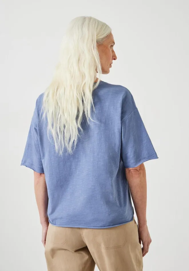 Hush Tops and Tshirts Women Cora Cotton Dropped Shoulder TShirt Dusty Blue Hush Tops and Tshirts Women Cora Cotton Dropped Shoulder TShirt Dusty Blue