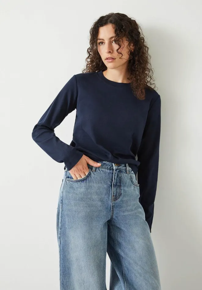 Hush Tops and Tshirts Women Cosima Heavyweight Cotton Top Midnight Navy