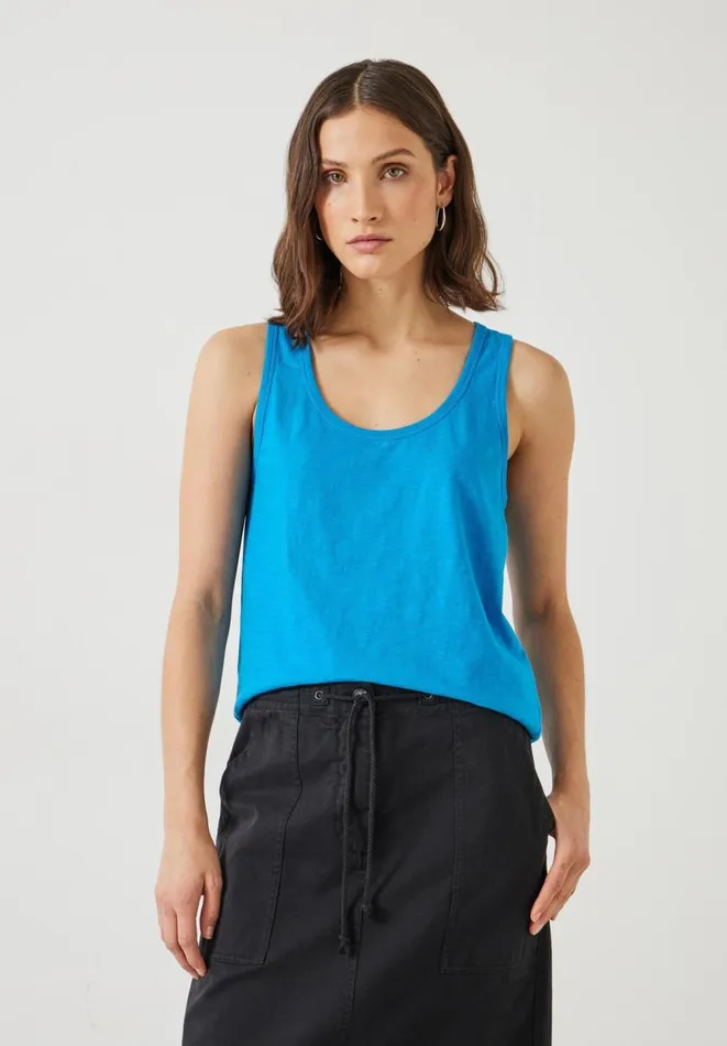 Hush Tops and Tshirts Women Cotton Slub Tank Top Ocean Blue