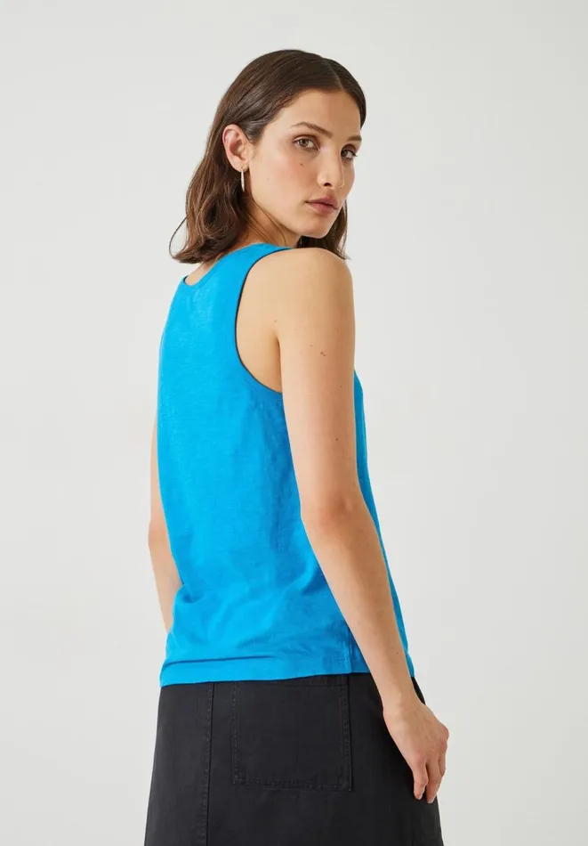 Hush Tops and Tshirts Women Cotton Slub Tank Top Ocean Blue Hush Tops and Tshirts Women Cotton Slub Tank Top Ocean Blue