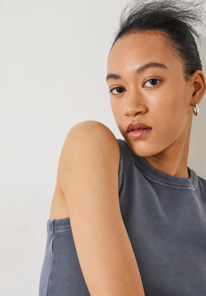 Hush Tops and Tshirts Women Elkin Ribbed Tank Top Ash Hush Tops and Tshirts Women Elkin Ribbed Tank Top Ash