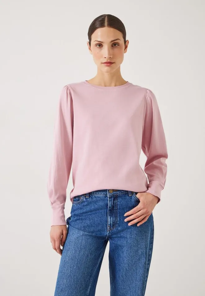 Hush Tops and Tshirts Women Emily Puff Sleeve Jersey Top Bleached Mauve