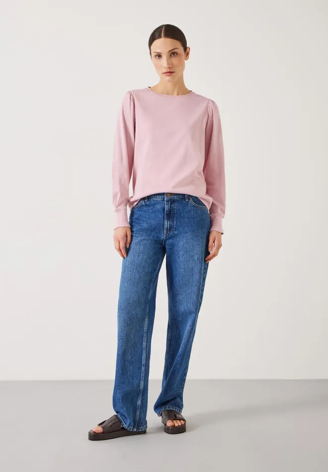 Hush Tops and Tshirts Women Emily Puff Sleeve Jersey Top Bleached Mauve Hush Tops and Tshirts Women Emily Puff Sleeve Jersey Top Bleached Mauve