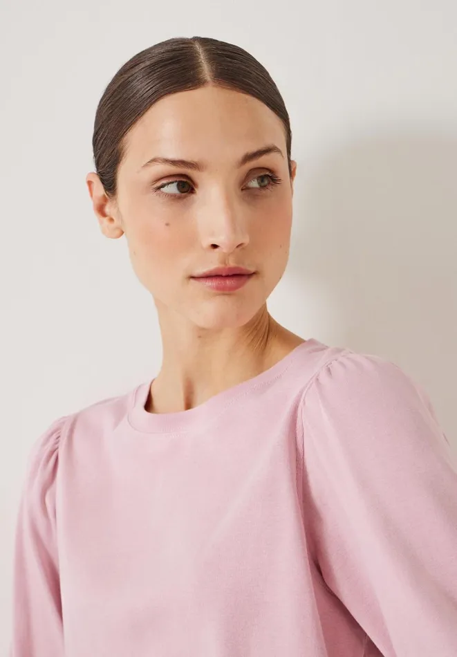 Hush Tops and Tshirts Women Emily Puff Sleeve Jersey Top Bleached Mauve Hush Tops and Tshirts Women Emily Puff Sleeve Jersey Top Bleached Mauve