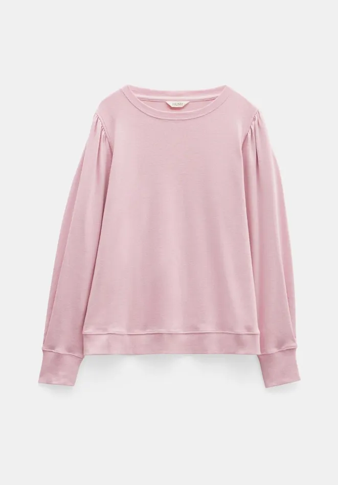 Hush Tops and Tshirts Women Emily Puff Sleeve Jersey Top Bleached Mauve Hush Tops and Tshirts Women Emily Puff Sleeve Jersey Top Bleached Mauve