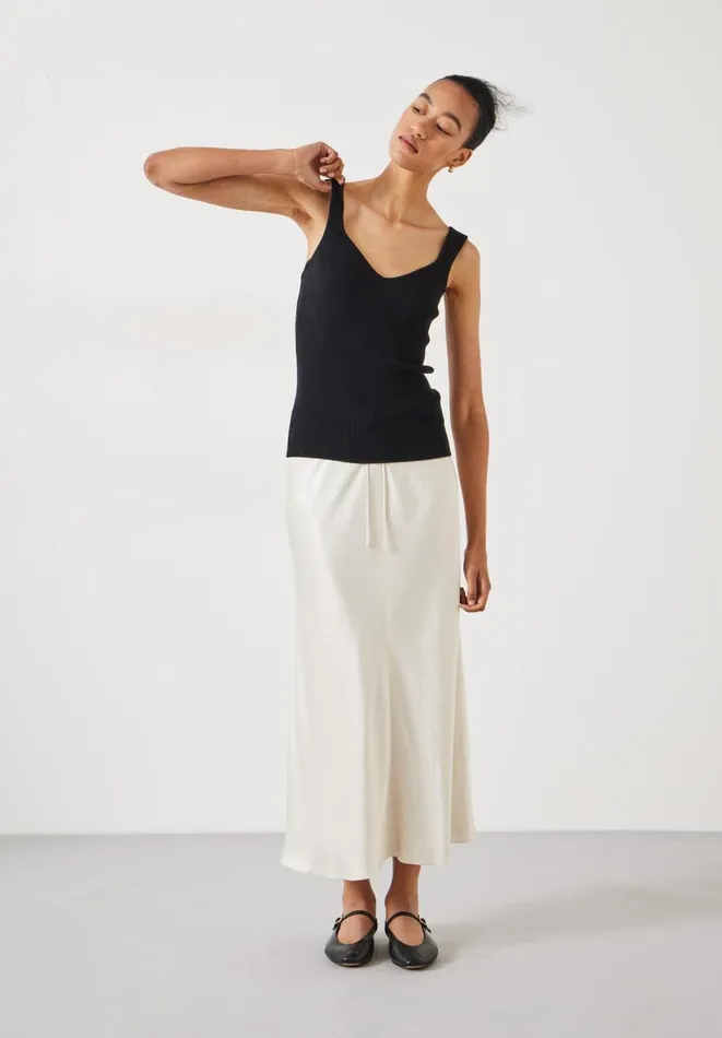 Hush Tops and Tshirts Women Engineered Rib Knitted Vest Black Hush Tops and Tshirts Women Engineered Rib Knitted Vest Black
