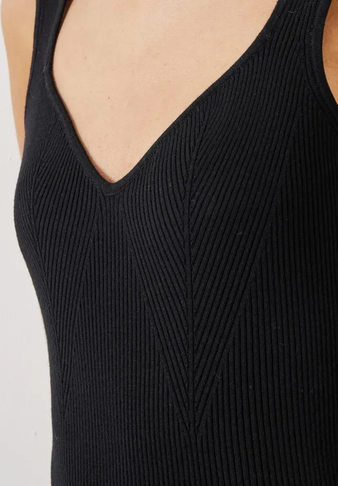 Hush Tops and Tshirts Women Engineered Rib Knitted Vest Black Hush Tops and Tshirts Women Engineered Rib Knitted Vest Black