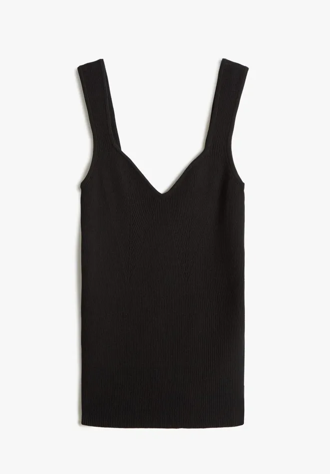 Hush Tops and Tshirts Women Engineered Rib Knitted Vest Black Hush Tops and Tshirts Women Engineered Rib Knitted Vest Black